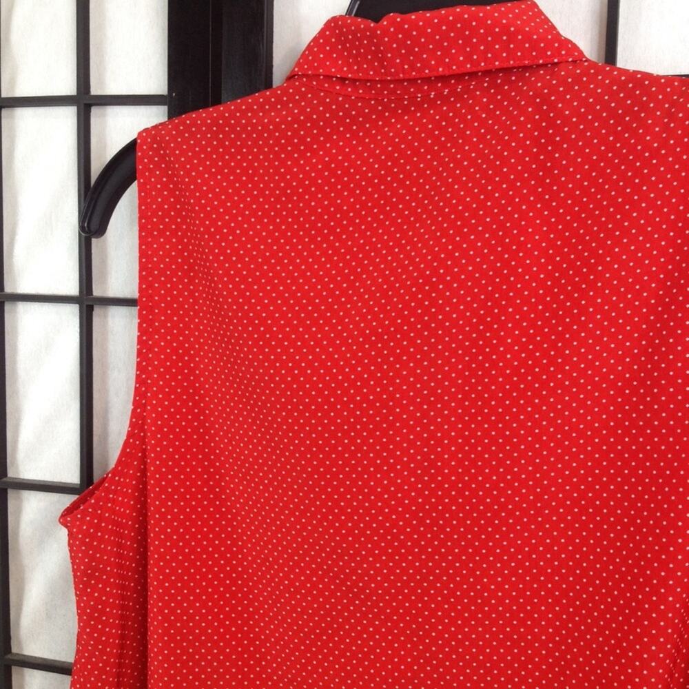 UK2LA Polka Dot Shirt Sleeveless Blouse Red Large - Picture 7 of 8